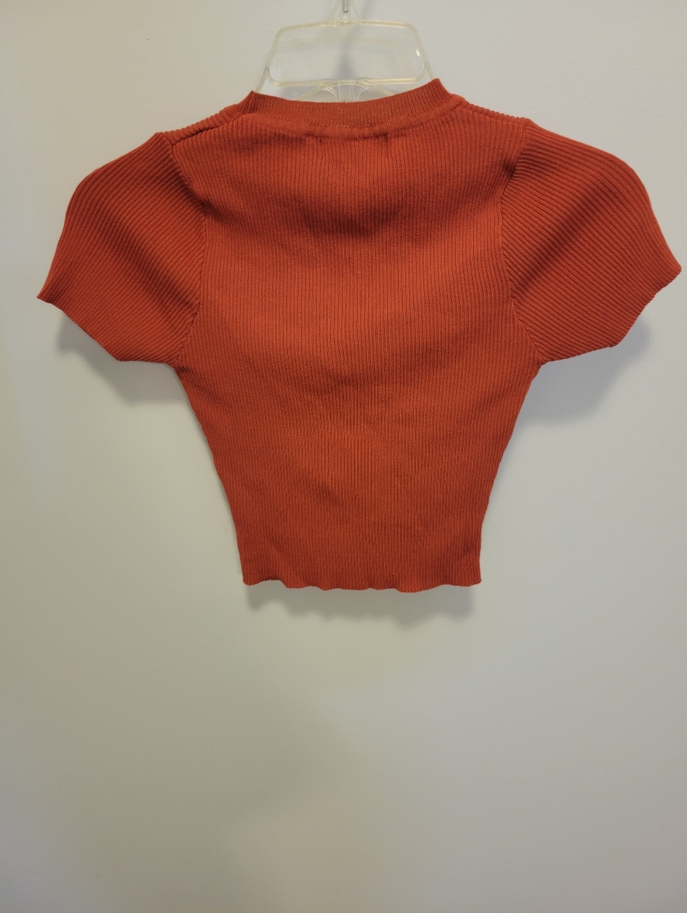 Lulu's Rust Ribbed Short Sleeve Crop Top - Picture 2 of 4